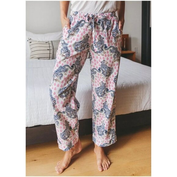 Printfresh Tiger Queen Pajama Pants Organic Cotton White Pink S